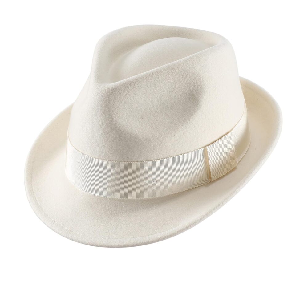 6493 Wool Felt Winter Hat Short Brim Fedora Hat US, Numeric, 7 1/8, Beige